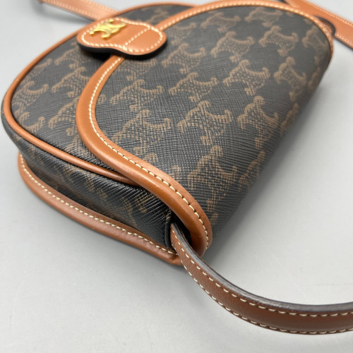 Celine Crossbody Bag Triomphe Dark Brown Tan