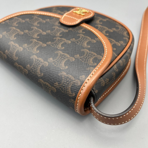Celine Crossbody Bag Triomphe Dark Brown Tan