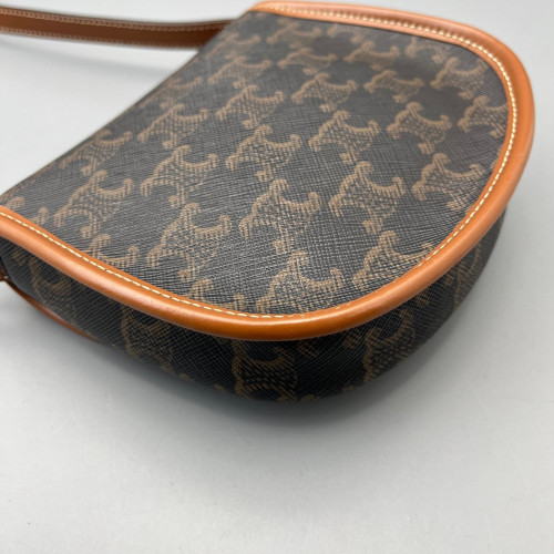 Celine Crossbody Bag Triomphe Dark Brown Tan