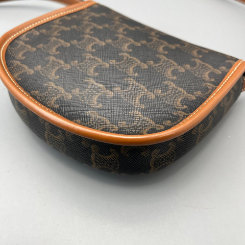 Celine Crossbody Bag Triomphe Dark Brown Tan