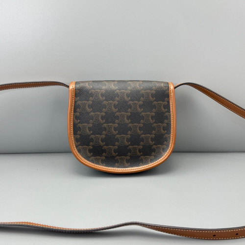 Celine Crossbody Bag Triomphe Dark Brown Tan