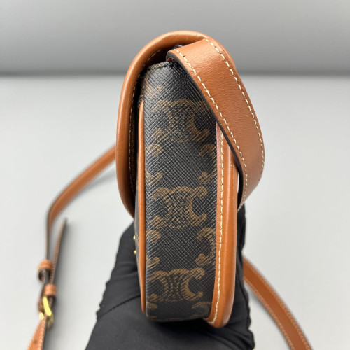 Celine Crossbody Bag Triomphe Dark Brown Tan