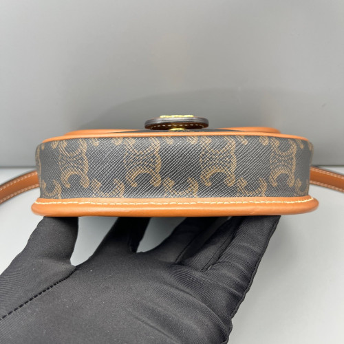 Celine Crossbody Bag Triomphe Dark Brown Tan