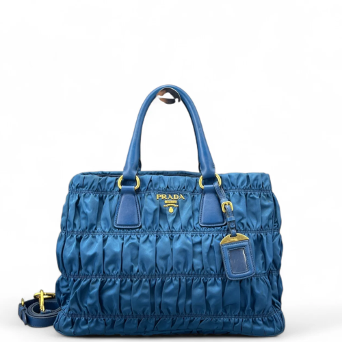 Prada Large Gaufre Buckle Satchel Tessuto Nylon Blue Prada Large Gaufre Buckle Satchel Tessuto Nylon Blue