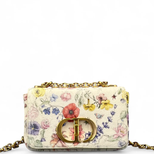 Dior Print Small Caro Bag Canvas White Yellow Red