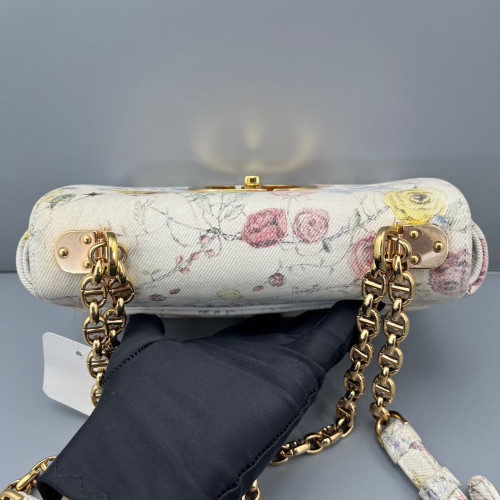 Dior Print Small Caro Bag Canvas White Yellow Red