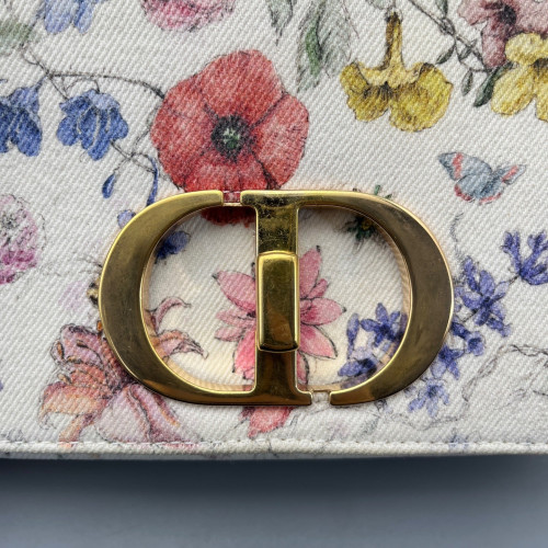 Dior Print Small Caro Bag Canvas White Yellow Red