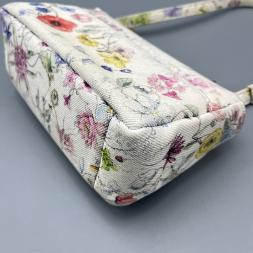 Dior Print Small Caro Bag Canvas White Yellow Red