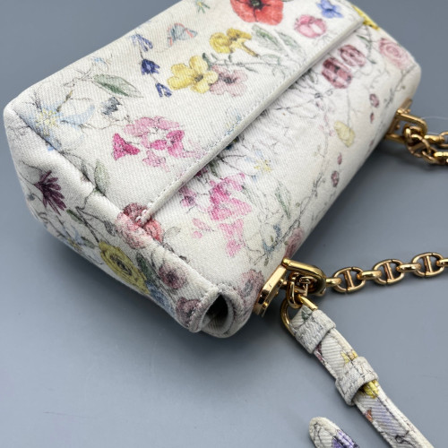 Dior Print Small Caro Bag Canvas White Yellow Red
