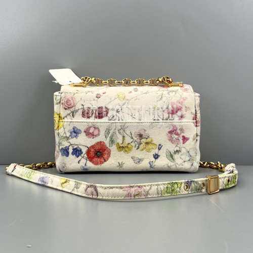 Dior Print Small Caro Bag Canvas White Yellow Red