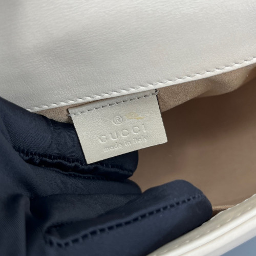 Gucci Mini GG Marmont Top Handle Shoulder Bag Calfskin White
