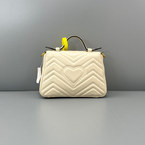Gucci Mini GG Marmont Top Handle Shoulder Bag Calfskin White