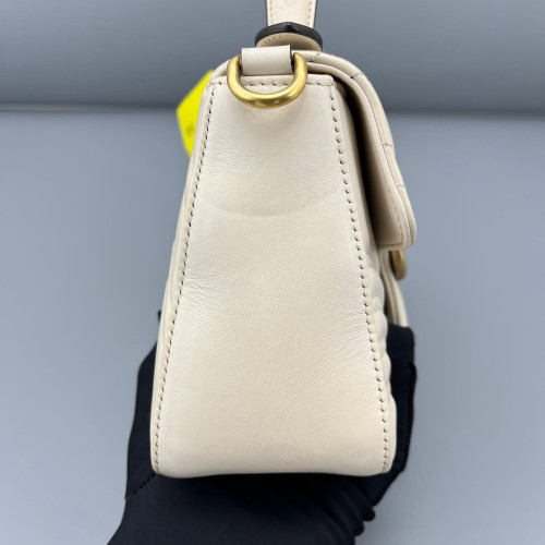 Gucci Mini GG Marmont Top Handle Shoulder Bag Calfskin White