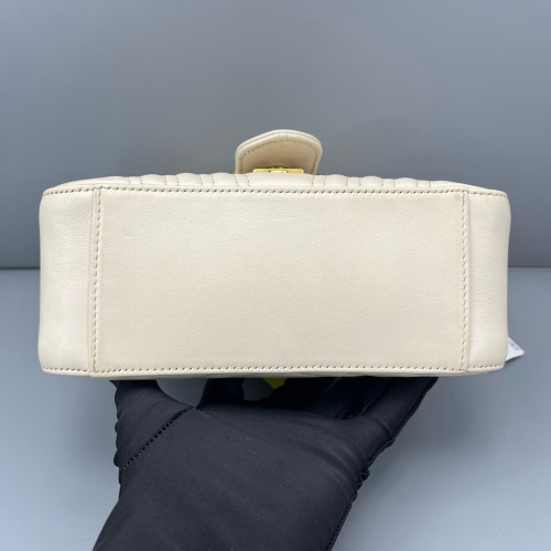 Gucci Mini GG Marmont Top Handle Shoulder Bag Calfskin White