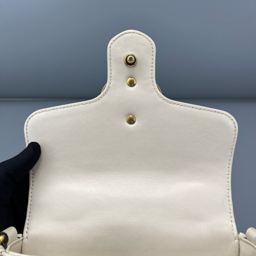 Gucci Mini GG Marmont Top Handle Shoulder Bag Calfskin White