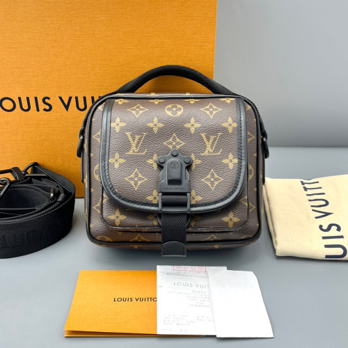 Louis Vuitton Messenger Monogram Canvas Calfskin Dark Brown Light Brown Black