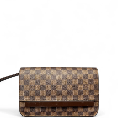 Louis Vuitton Pochette Saint Louis Clutch Damier Ebene Calfskin Dark Brown Light Brown