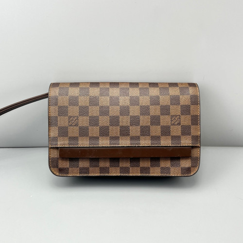 Louis Vuitton Pochette Saint Louis Clutch Damier Ebene Calfskin Dark Brown Light Brown