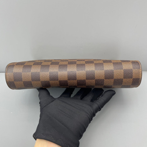 Louis Vuitton Pochette Saint Louis Clutch Damier Ebene Calfskin Dark Brown Light Brown