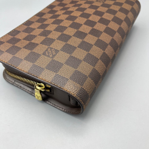 Louis Vuitton Pochette Saint Louis Clutch Damier Ebene Calfskin Dark Brown Light Brown