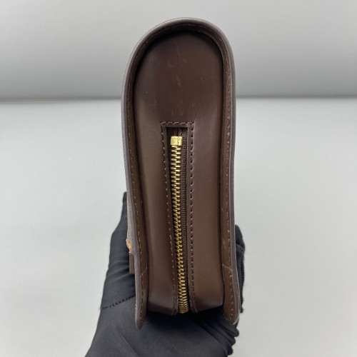 Louis Vuitton Pochette Saint Louis Clutch Damier Ebene Calfskin Dark Brown Light Brown