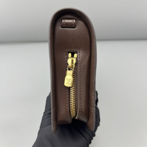 Louis Vuitton Pochette Saint Louis Clutch Damier Ebene Calfskin Dark Brown Light Brown