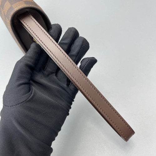 Louis Vuitton Pochette Saint Louis Clutch Damier Ebene Calfskin Dark Brown Light Brown