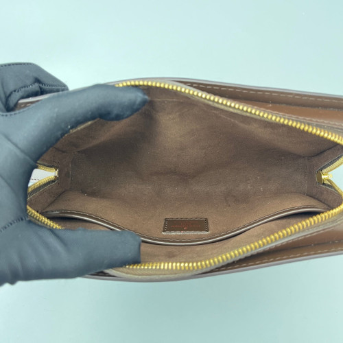 Louis Vuitton Pochette Saint Louis Clutch Damier Ebene Calfskin Dark Brown Light Brown