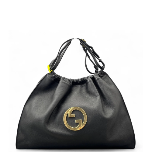 Gucci Interlocking G Tote Bag Grained Calfskin Black