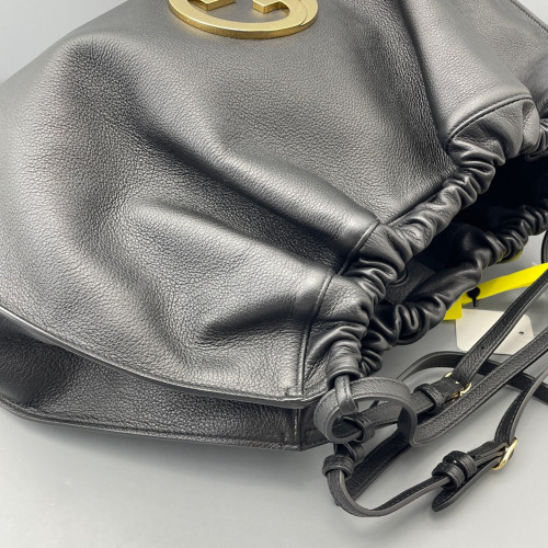 Gucci Interlocking G Tote Bag Grained Calfskin Black