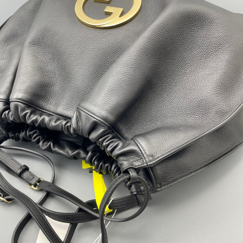 Gucci Interlocking G Tote Bag Grained Calfskin Black