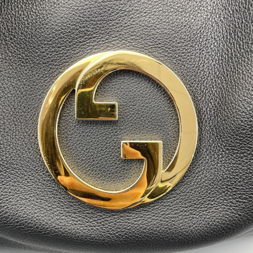 Gucci Interlocking G Tote Bag Grained Calfskin Black