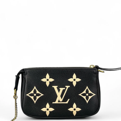 Louis Vuitton Mini Pochette Accessories Empreinte Monogram Giant Calfskin Black White