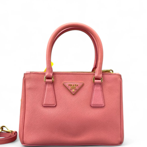 Prada Small Galleria Double Zip Tote Saffiano Calfskin New Rosette
