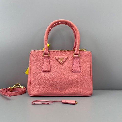 Prada Small Galleria Double Zip Tote Saffiano Calfskin New Rosette