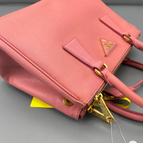 Prada Small Galleria Double Zip Tote Saffiano Calfskin New Rosette
