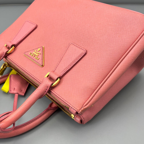 Prada Small Galleria Double Zip Tote Saffiano Calfskin New Rosette