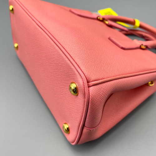 Prada Small Galleria Double Zip Tote Saffiano Calfskin New Rosette