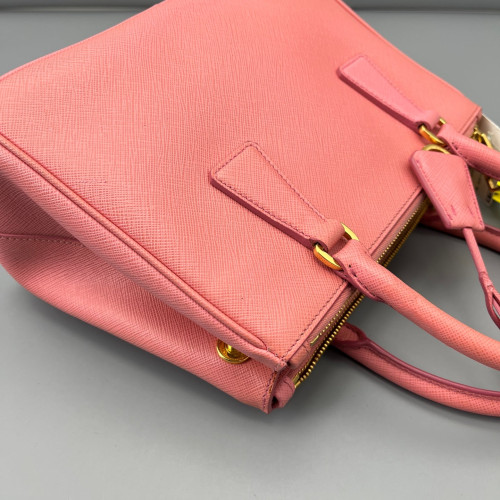 Prada Small Galleria Double Zip Tote Saffiano Calfskin New Rosette