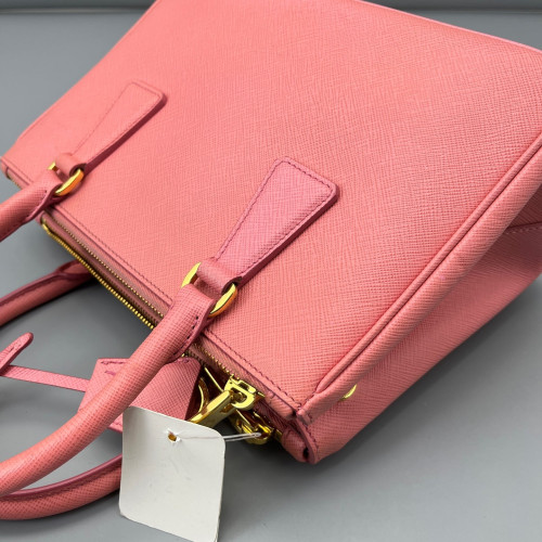 Prada Small Galleria Double Zip Tote Saffiano Calfskin New Rosette