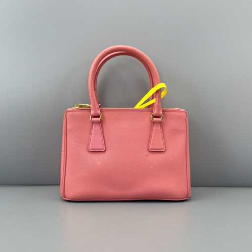 Prada Small Galleria Double Zip Tote Saffiano Calfskin New Rosette