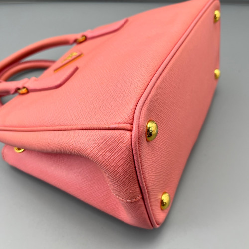 Prada Small Galleria Double Zip Tote Saffiano Calfskin New Rosette