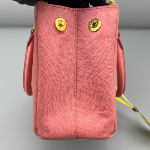 Prada Small Galleria Double Zip Tote Saffiano Calfskin New Rosette