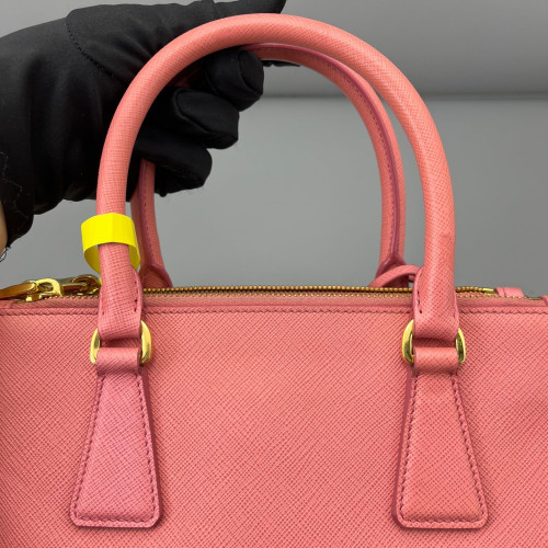 Prada Small Galleria Double Zip Tote Saffiano Calfskin New Rosette