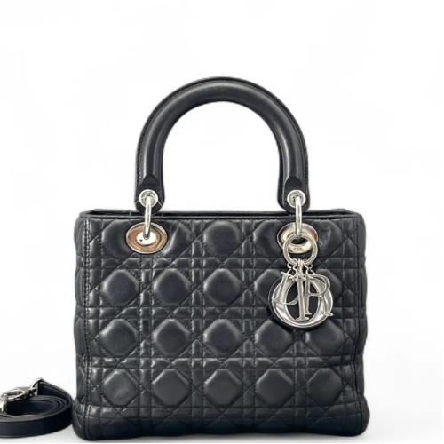 Dior Cannage Medium Lady Dior Lambskin Black