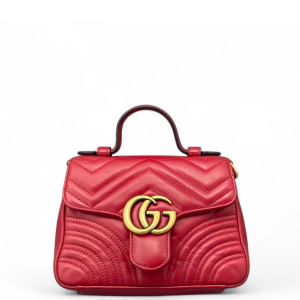 Gucci Top Handle Chevron Messenger Calfskin Red