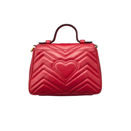 Gucci Top Handle Chevron Messenger Calfskin Red