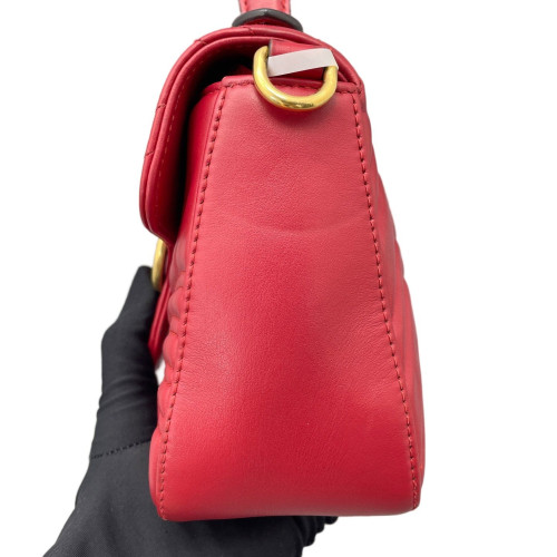Gucci Top Handle Chevron Messenger Calfskin Red