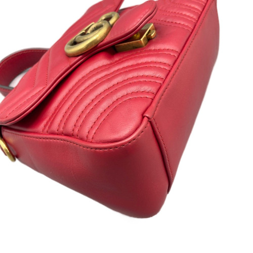 Gucci Top Handle Chevron Messenger Calfskin Red