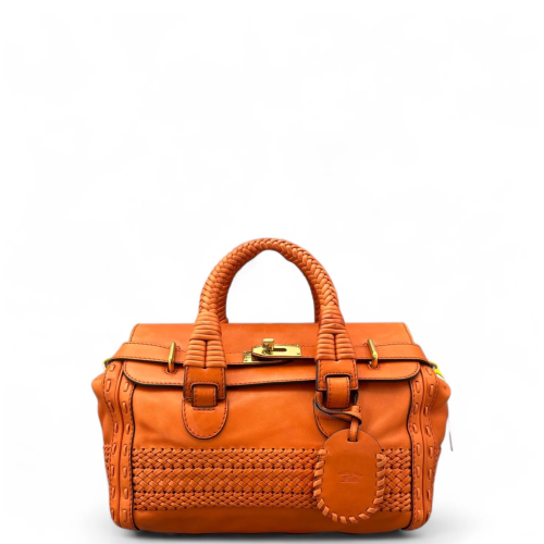 Gucci Woven Handbag Calfskin Orange Gucci Woven Handbag Calfskin Orange